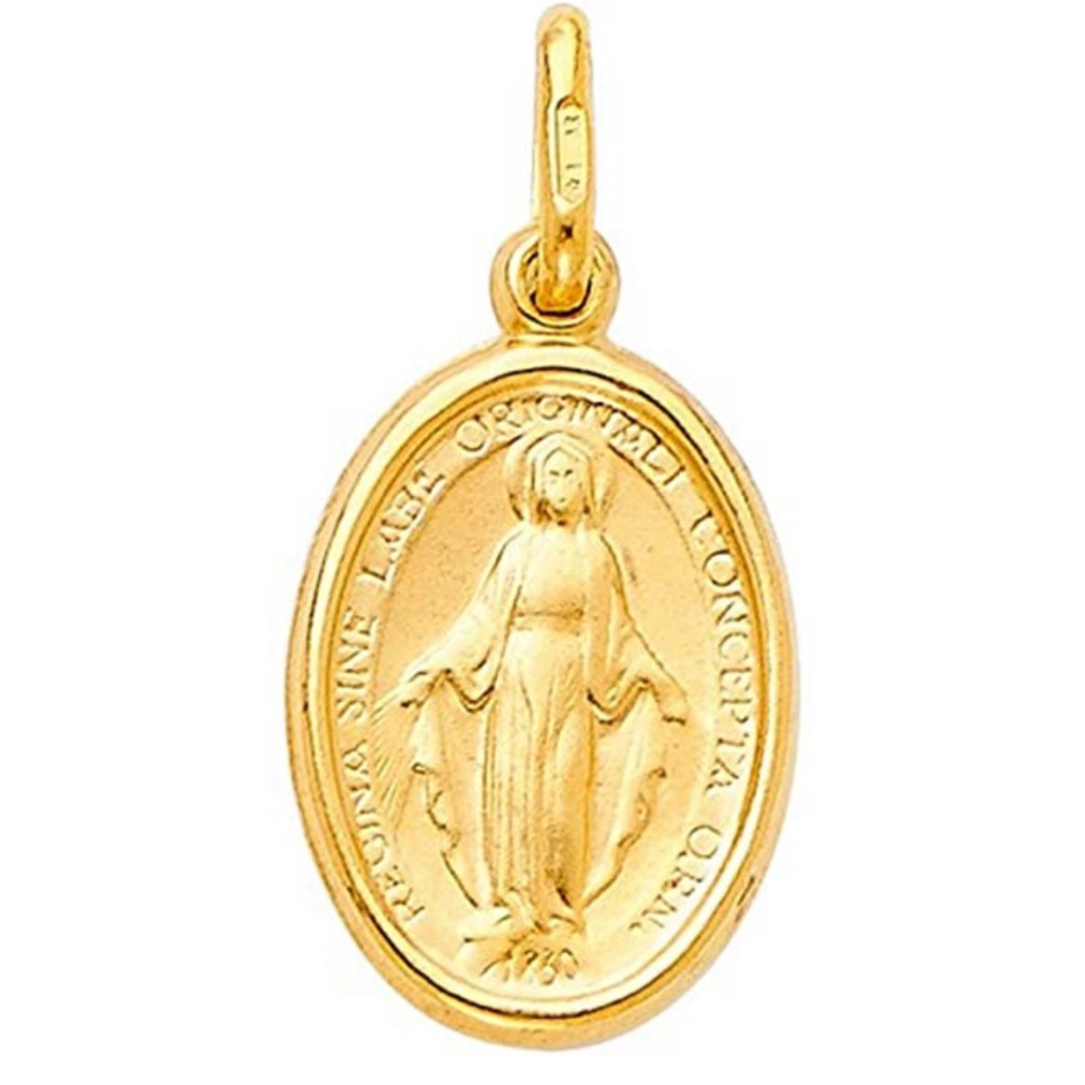 Gold Layered Pearl Oval Religious Medal Necklace - Picture 4 of 6